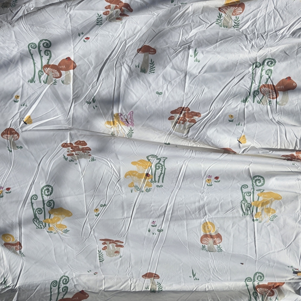 Twin XL Mushroom Print Flat Sheet Dorm Room extra sheet